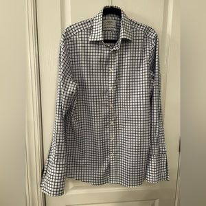 Charles Tyrwhitt non iron slim fit check french cuff shirt in cobalt blue.